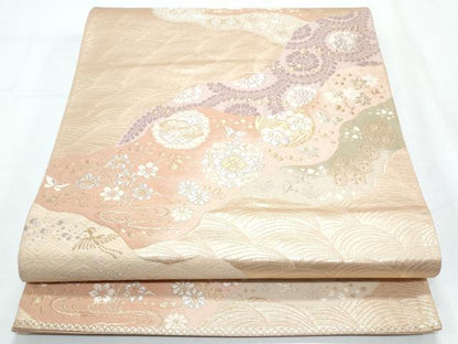 平和屋着物◎六通柄袋帯 道長花丸文 金銀糸 正絹 逸品 CABF7930th