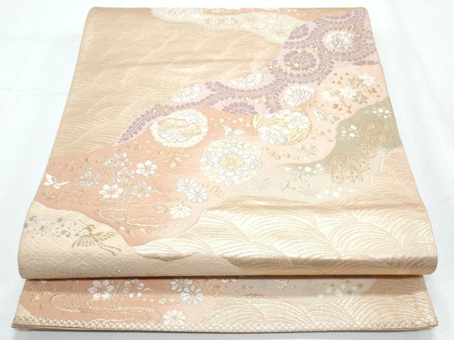 平和屋着物◎六通柄袋帯 道長花丸文 金銀糸 正絹 逸品 CABF7930th