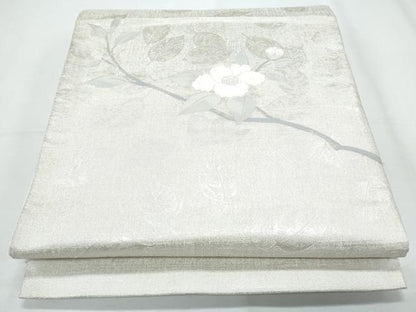 平和屋着物◎太鼓柄袋帯 枝花文 銀糸 正絹 逸品 CABF7932th