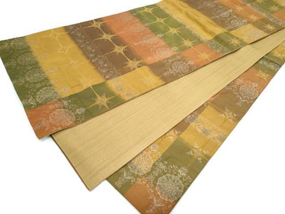 平和屋着物◎全通柄袋帯 正倉院花文 銀糸 正絹 逸品 CABF7934th
