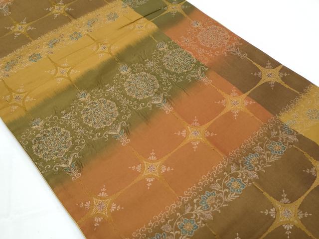 平和屋着物◎全通柄袋帯 正倉院花文 銀糸 正絹 逸品 CABF7934th