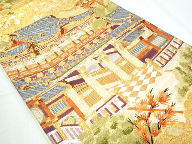 平和屋着物◎六通柄袋帯 唐織 風景文 金銀糸 正絹 逸品 CABF7939th