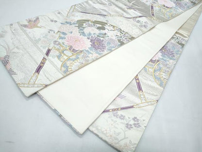平和屋着物◎六通柄袋帯 唐織 飛鳥 プラチナ箔二重織 正絹 逸品 CABF7941th