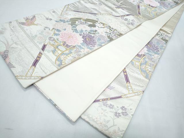 平和屋着物◎六通柄袋帯 唐織 飛鳥 プラチナ箔二重織 正絹 逸品 CABF7941th