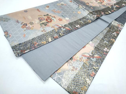 平和屋着物◎六通柄袋帯 唐織 飛鶴花文 金銀糸 正絹 逸品 CABF7943th