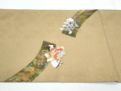 平和屋着物◎太鼓柄袋帯 駒刺繍 童子遊び 金彩 正絹 逸品 CABF7944th