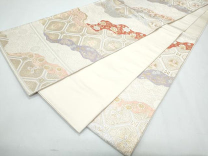 平和屋着物◎六通柄袋帯 唐織 道長花文 金銀糸 正絹 逸品 CABF7945th