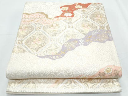 平和屋着物◎六通柄袋帯 唐織 道長花文 金銀糸 正絹 逸品 CABF7945th