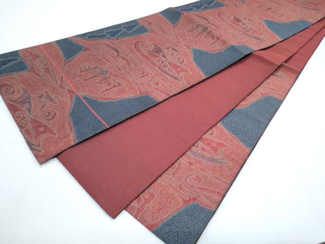 平和屋着物◎六通柄袋帯 ふくれ織 吉祥文 正絹 逸品 CABF7952th