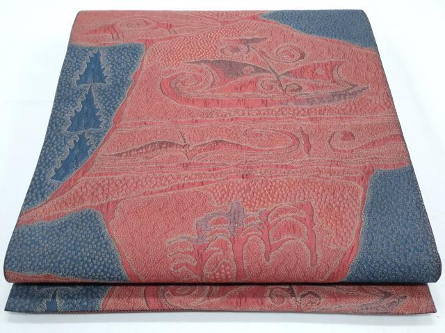 平和屋着物◎六通柄袋帯 ふくれ織 吉祥文 正絹 逸品 CABF7952th