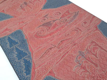 平和屋着物◎六通柄袋帯 ふくれ織 吉祥文 正絹 逸品 CABF7952th