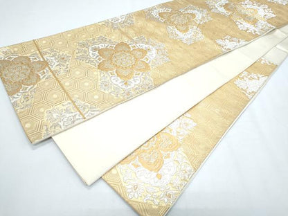 平和屋着物◎六通柄袋帯 唐織 毘沙門亀甲花文 金銀糸 正絹 逸品 CABF7956th