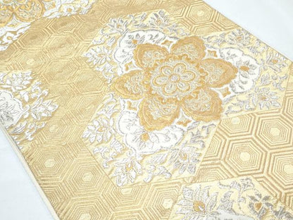 平和屋着物◎六通柄袋帯 唐織 毘沙門亀甲花文 金銀糸 正絹 逸品 CABF7956th