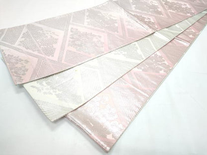 平和屋着物◎両面 全通柄袋帯 菱花文 銀糸 正絹 逸品 CABF7959th