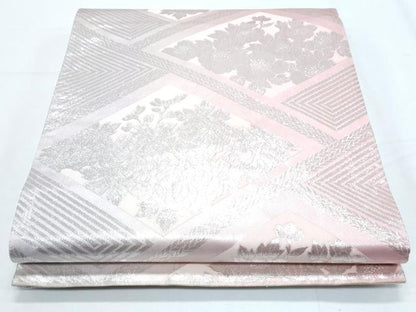 平和屋着物◎両面 全通柄袋帯 菱花文 銀糸 正絹 逸品 CABF7959th