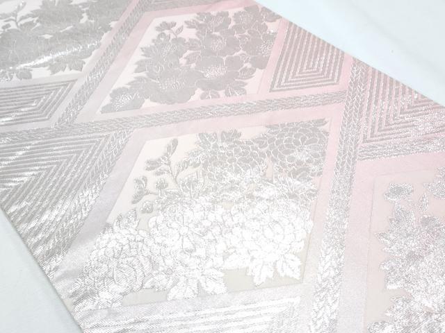 平和屋着物◎両面 全通柄袋帯 菱花文 銀糸 正絹 逸品 CABF7959th