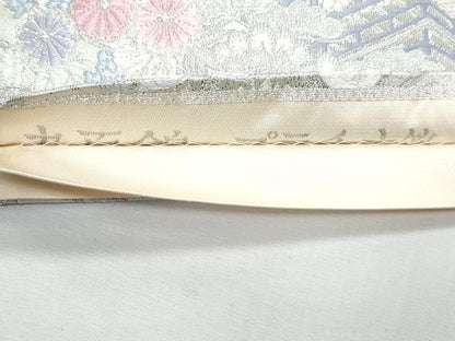 平和屋着物◎六通柄袋帯　唐織　亀甲桧扇花鳥文　九百錦　プラチナ箔　正絹　逸品　CABF7962th