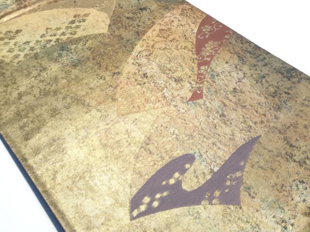 平和屋着物◎六通柄袋帯 扇面唐草文 金糸 正絹 逸品 CABF7967th