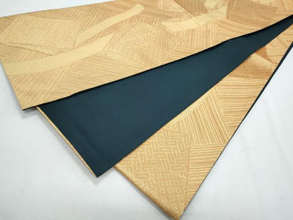 平和屋着物◎全通柄袋帯 色紙重ね文 金糸 正絹 逸品 CABF7968th