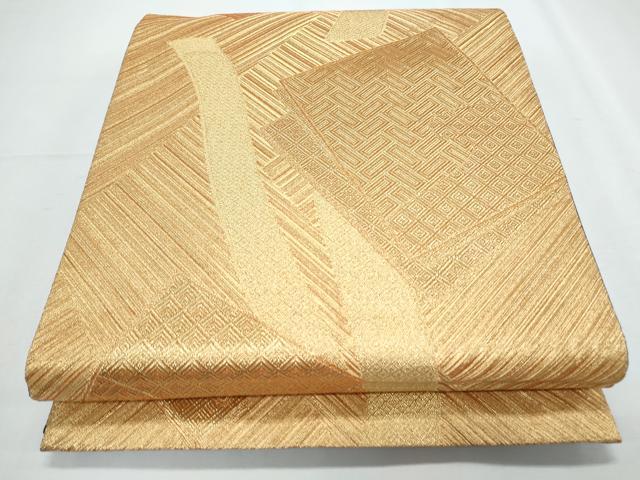 平和屋着物◎全通柄袋帯 色紙重ね文 金糸 正絹 逸品 CABF7968th