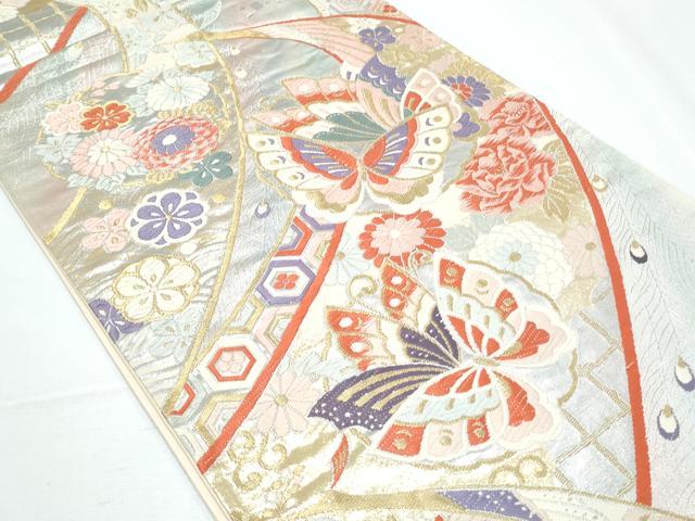 平和屋着物◎六通柄袋帯 唐織 孔雀羽菱花文 金銀糸 たけうちオリジナル 正絹 逸品 CABF7969th