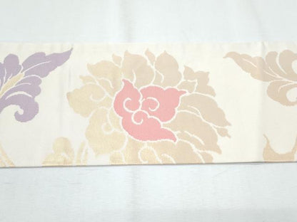平和屋着物◎九寸名古屋帯 更紗花文 金糸 正絹 逸品 CABF7974th