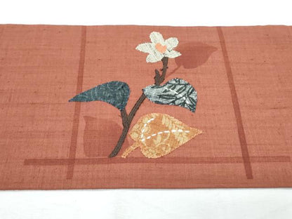 平和屋着物◎九寸名古屋帯 紬地 枝花文 パッチワーク 正絹 逸品 CABF7975th
