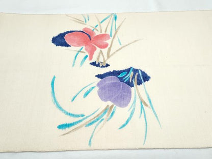 平和屋着物◎八寸名古屋帯 草花文 正絹 逸品 CABF7976th