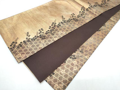 平和屋着物◎全通柄袋帯 籬花文 金糸 正絹 逸品 CABF7987th
