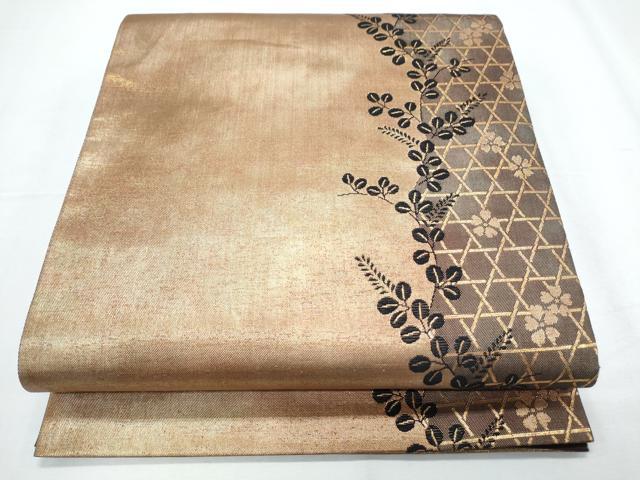 平和屋着物◎全通柄袋帯 籬花文 金糸 正絹 逸品 CABF7987th