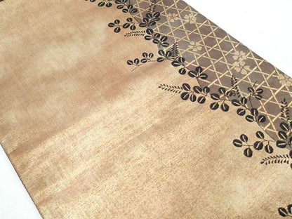 平和屋着物◎全通柄袋帯 籬花文 金糸 正絹 逸品 CABF7987th