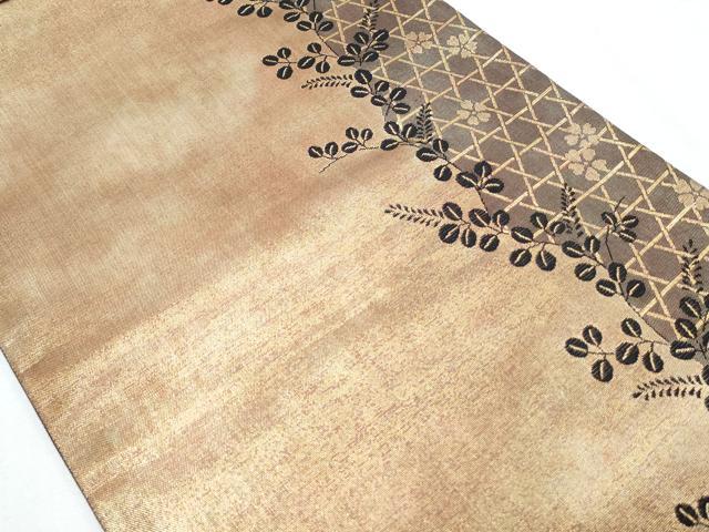 平和屋着物◎全通柄袋帯 籬花文 金糸 正絹 逸品 CABF7987th