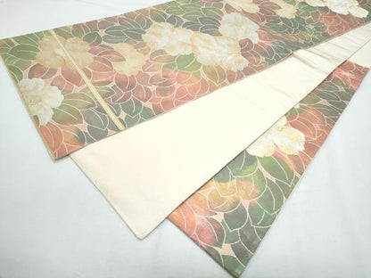 平和屋着物◎六通柄袋帯 草花文 金糸 正絹 逸品 CABF7988th