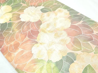 平和屋着物◎六通柄袋帯 草花文 金糸 正絹 逸品 CABF7988th