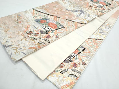 平和屋着物◎六通柄袋帯 唐織 扇面花文 金銀糸 正絹 逸品 CABF7989th
