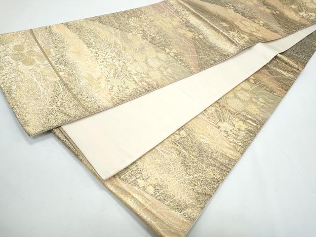 平和屋着物◎六通柄袋帯 琳派綴れ織 草花文 金糸 正絹 逸品 CABF7990th