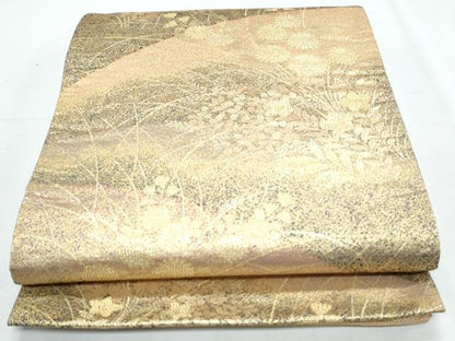 平和屋着物◎六通柄袋帯 琳派綴れ織 草花文 金糸 正絹 逸品 CABF7990th