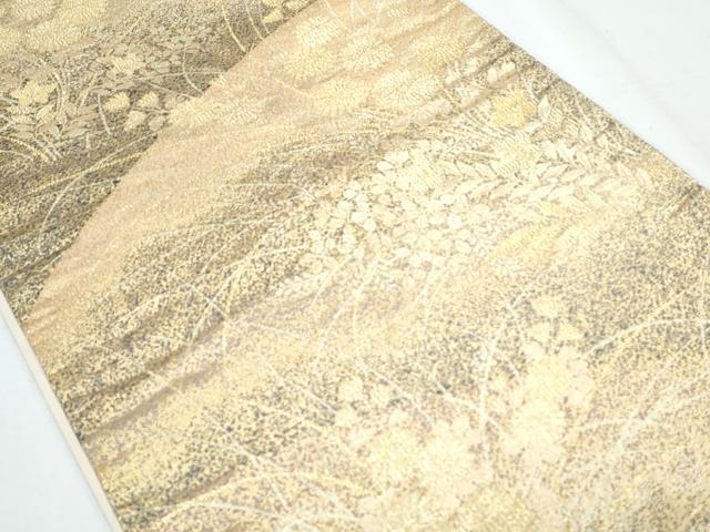 平和屋着物◎六通柄袋帯 琳派綴れ織 草花文 金糸 正絹 逸品 CABF7990th
