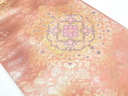 平和屋着物◎六通柄袋帯 唐織 正倉院花文 金銀糸 正絹 逸品 CABF7994th