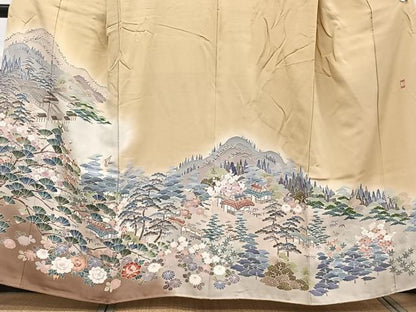 平和屋着物■豪華色留袖　友禅　作家物　遠山風景文　松竹梅　暈し染め　正絹　逸品　CABF8026xi