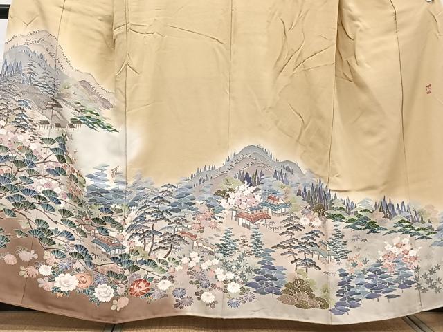 平和屋着物■豪華色留袖　友禅　作家物　遠山風景文　松竹梅　暈し染め　正絹　逸品　CABF8026xi