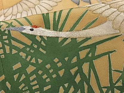 平和屋着物■豪華黒留袖　刺繍　飛鶴文　金彩　正絹　逸品　CABF8061xi
