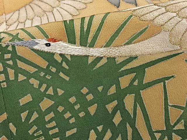 平和屋着物■豪華黒留袖　刺繍　飛鶴文　金彩　正絹　逸品　CABF8061xi