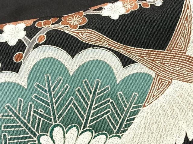 平和屋着物■豪華黒留袖　駒刺繍　束ね飛鶴松梅花文　暈し染め　金彩　正絹　逸品　CABF8063xi