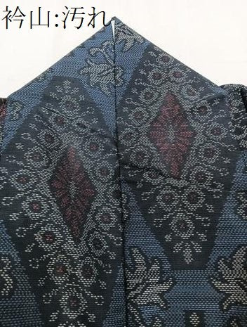 平和屋着物■本場大島紬　横絣　菱花唐草文　正絹　逸品　CABF8065xi