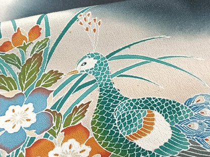 平和屋着物■豪華黒留袖　作家物　孔雀花文　暈し染め　正絹　逸品　CABF8074xi