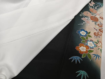 平和屋着物■豪華黒留袖　作家物　孔雀花文　暈し染め　正絹　逸品　CABF8074xi