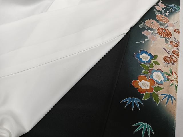 平和屋着物■豪華黒留袖　作家物　孔雀花文　暈し染め　正絹　逸品　CABF8074xi