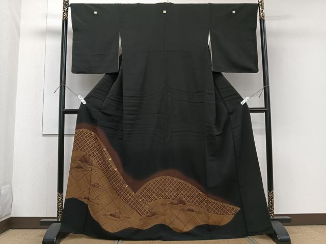 平和屋着物■豪華黒留袖　刺繍　籬降臨石文　金彩　正絹　逸品　CABF8075xi