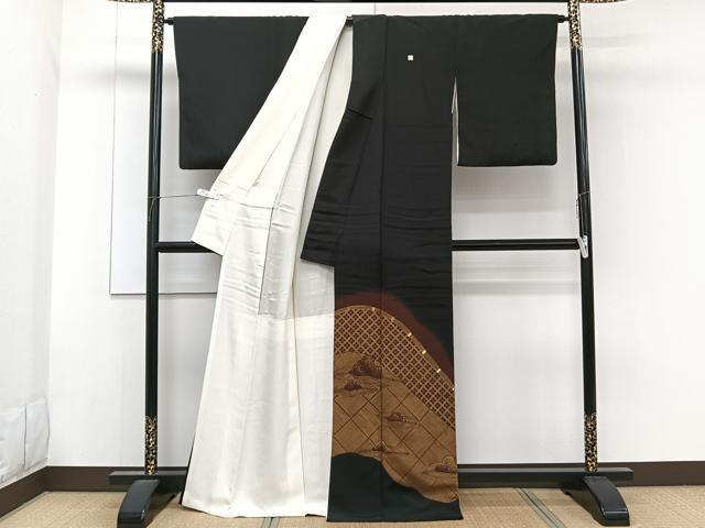 平和屋着物■豪華黒留袖　刺繍　籬降臨石文　金彩　正絹　逸品　CABF8075xi